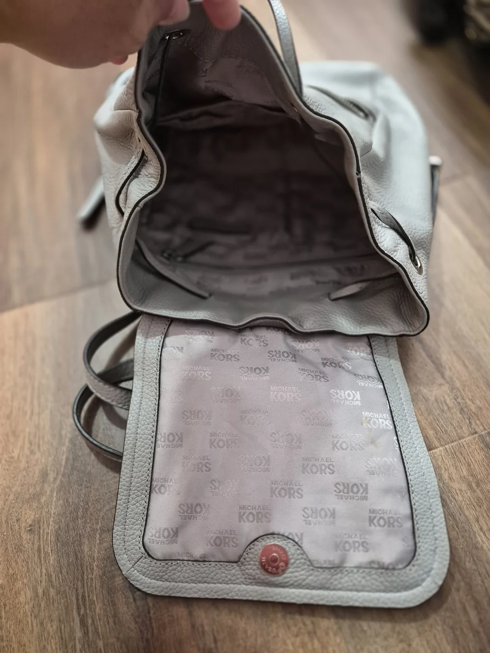 Michael Kors Pebbled Leather Backpack in Light Gray